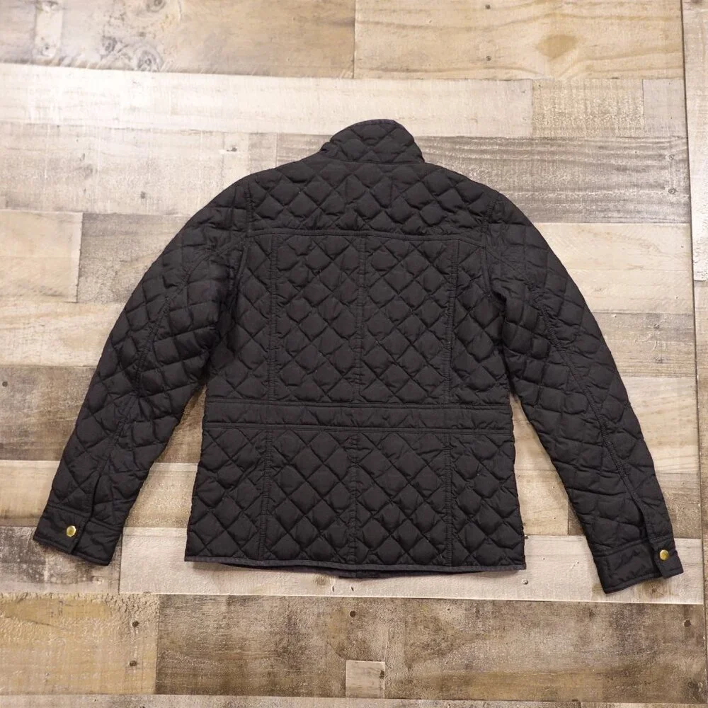 J.Crew‎ Quilted Down Jacket Women’s Small Black Gold Snap